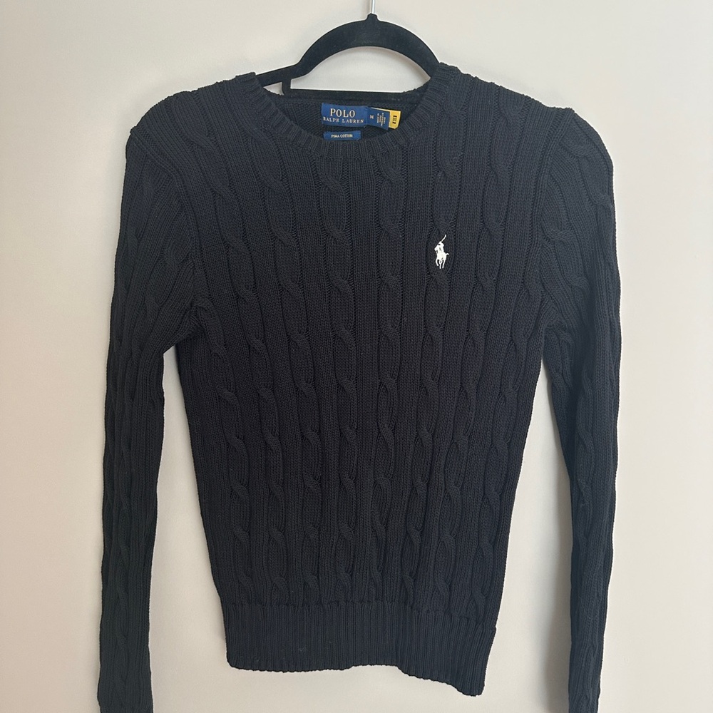 Ralph Lauren Black Cable Knit sweater Like New size Medium